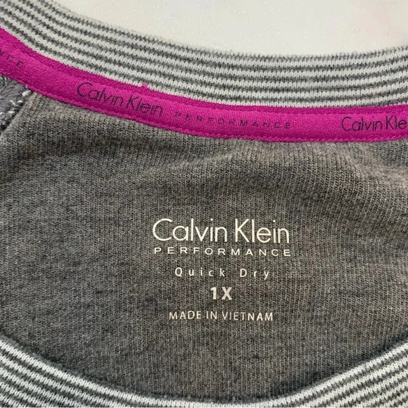 Calvin Klein Performance Blouse Top Woman 1X Stripe Raglan Long Sleeve Quick Dry - Picture 6 of 10
